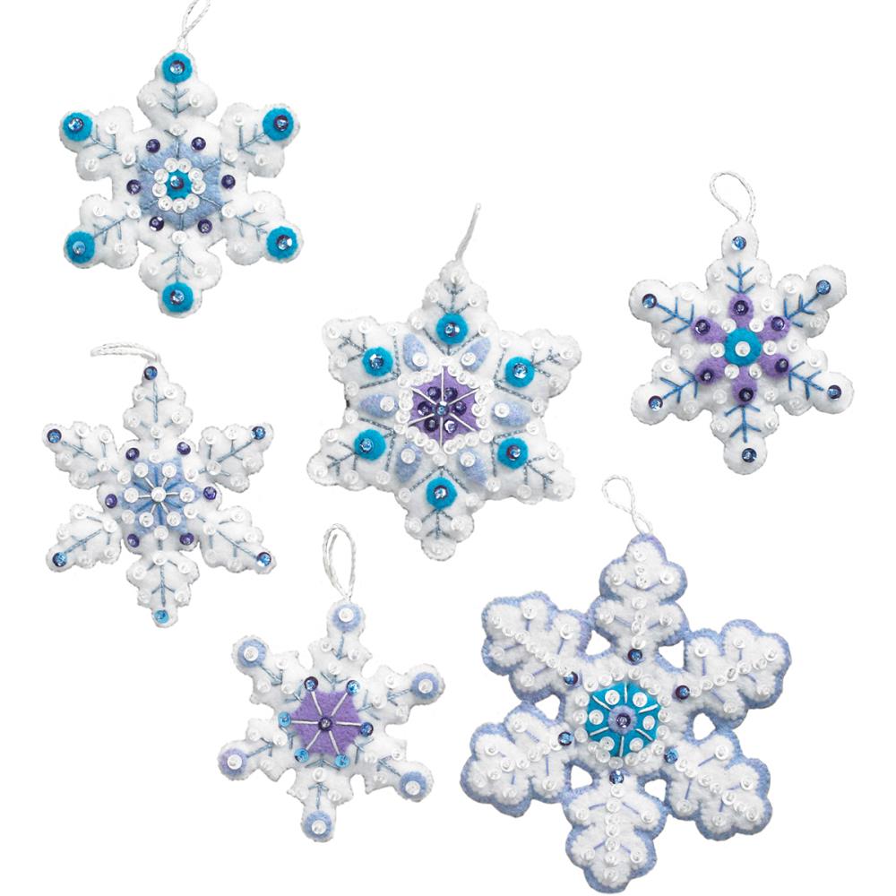 Felt Ornaments Sparkle Snowflake Applique Kit